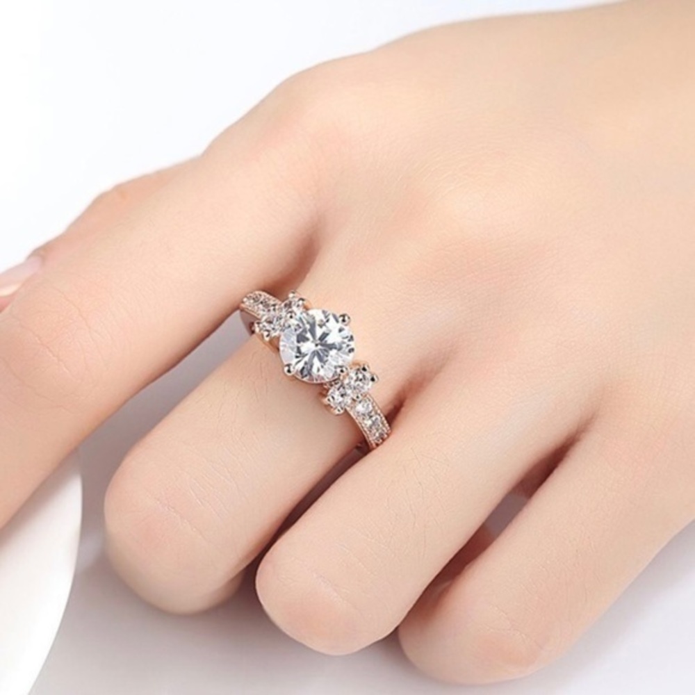 New Rose Gold Plated Diamond Ring - Picture 2 of 3